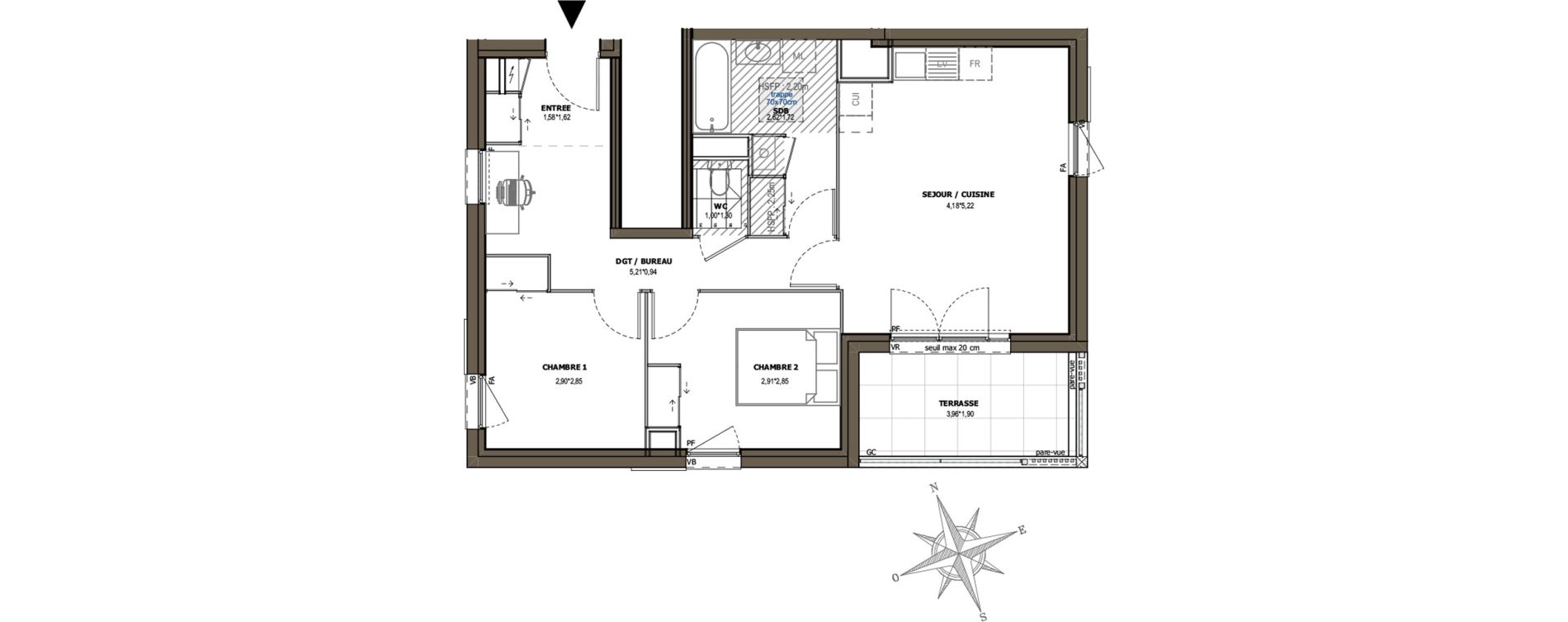 Appartement T3 de 60,77 m2 à Charly Centre