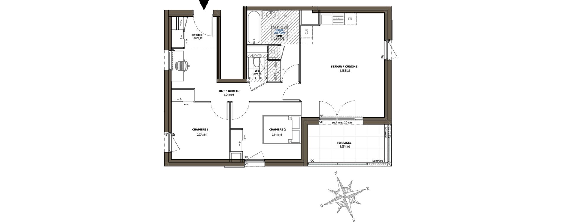 Appartement T3 de 60,77 m2 &agrave; Charly Centre