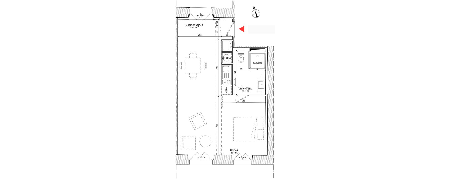 Appartement T1 de 38,45 m2 &agrave; Chassagny Centre