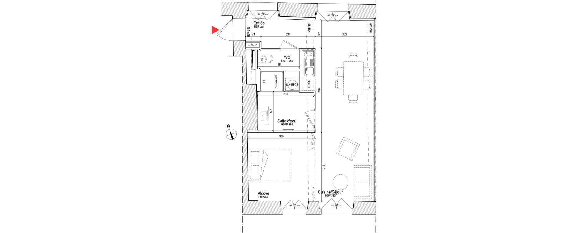 Appartement T2 de 43,26 m2 &agrave; Chassagny Centre