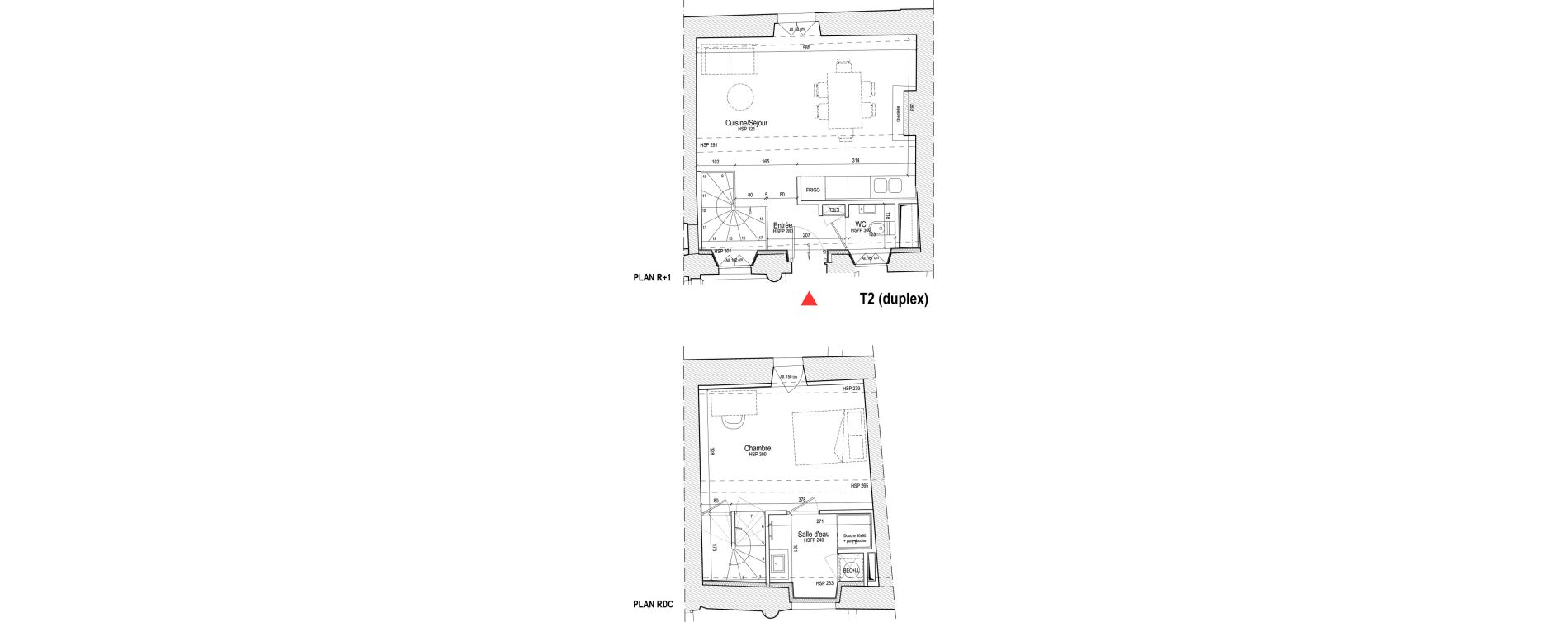 Duplex T2 de 48,64 m2 &agrave; Chassagny Centre