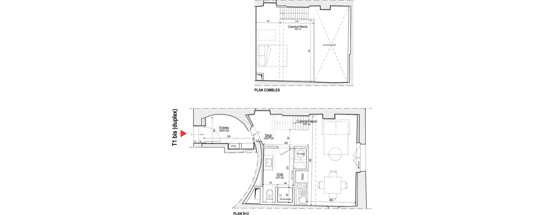 Duplex T2 de 43,16 m2 &agrave; Chassagny Centre