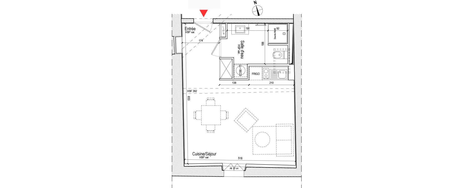Appartement T1 de 32,68 m2 &agrave; Chassagny Centre