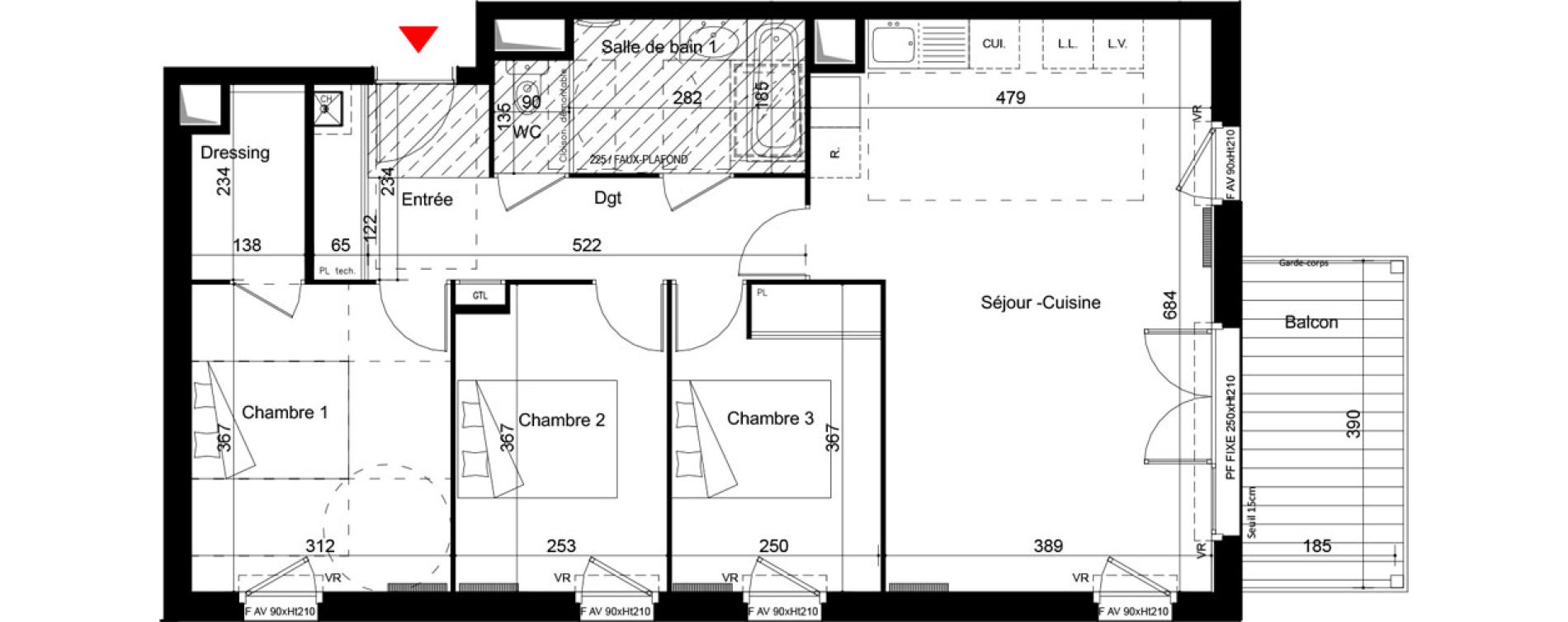 Appartement T4 de 77,15 m2 &agrave; Chassieu Centre