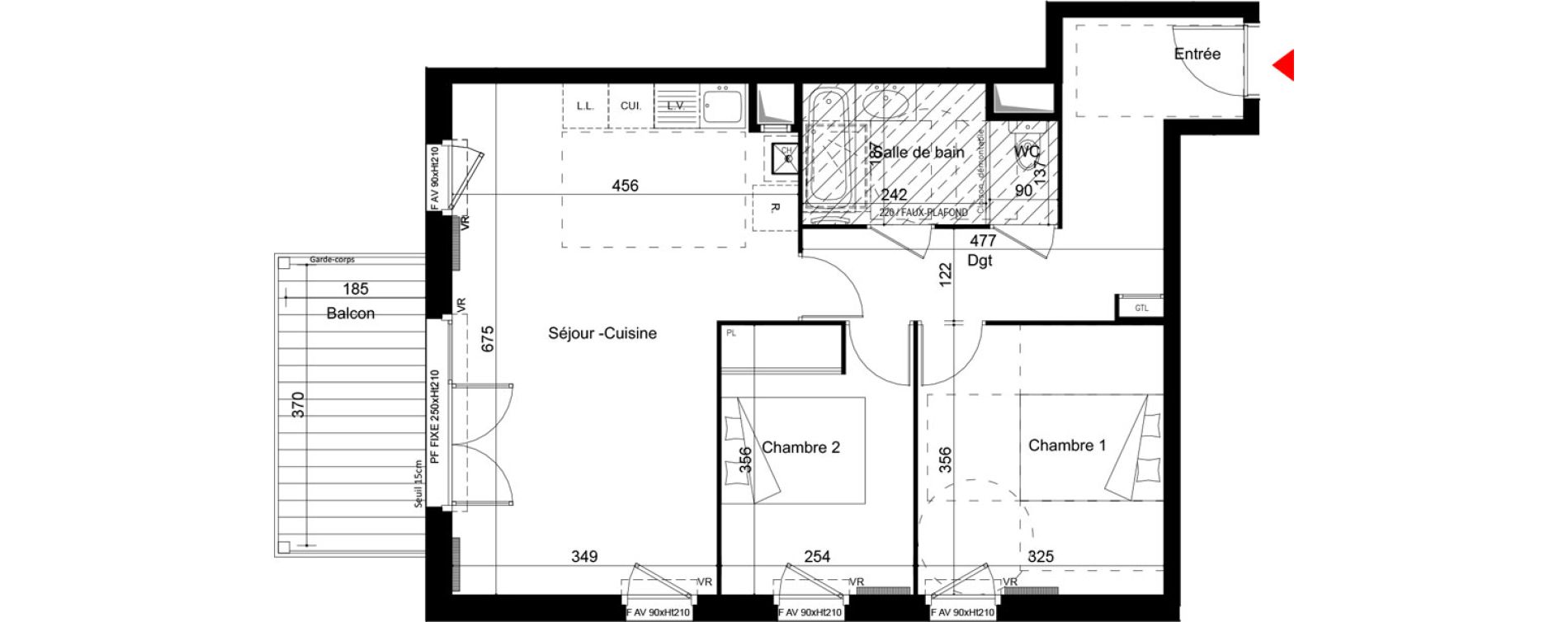 Appartement T3 de 63,45 m2 &agrave; Chassieu Centre