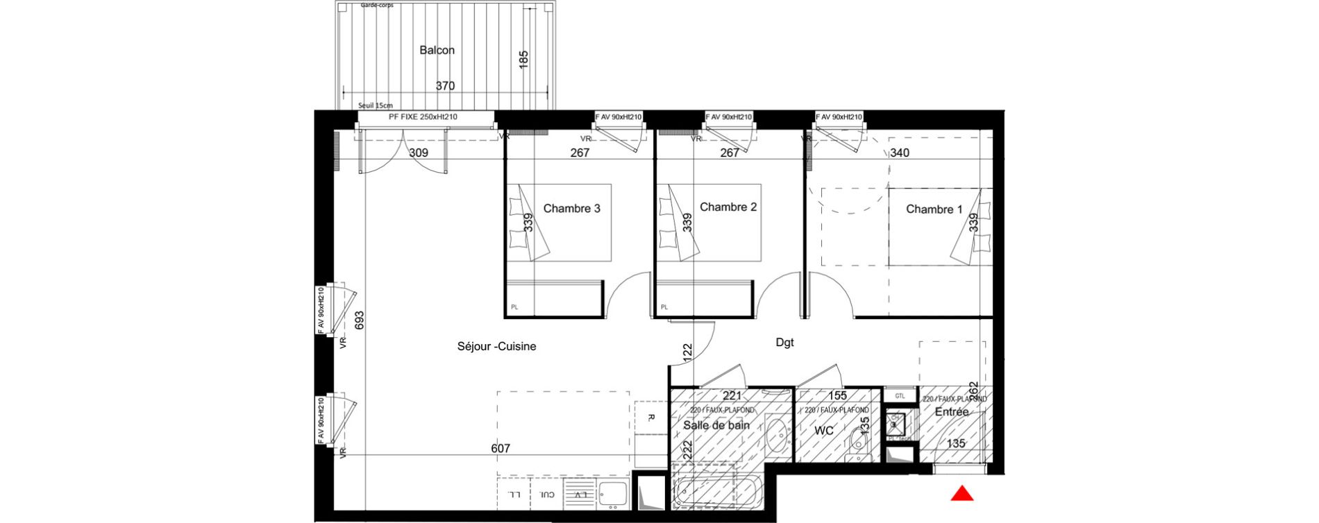 Appartement T4 de 76,60 m2 &agrave; Chassieu Centre