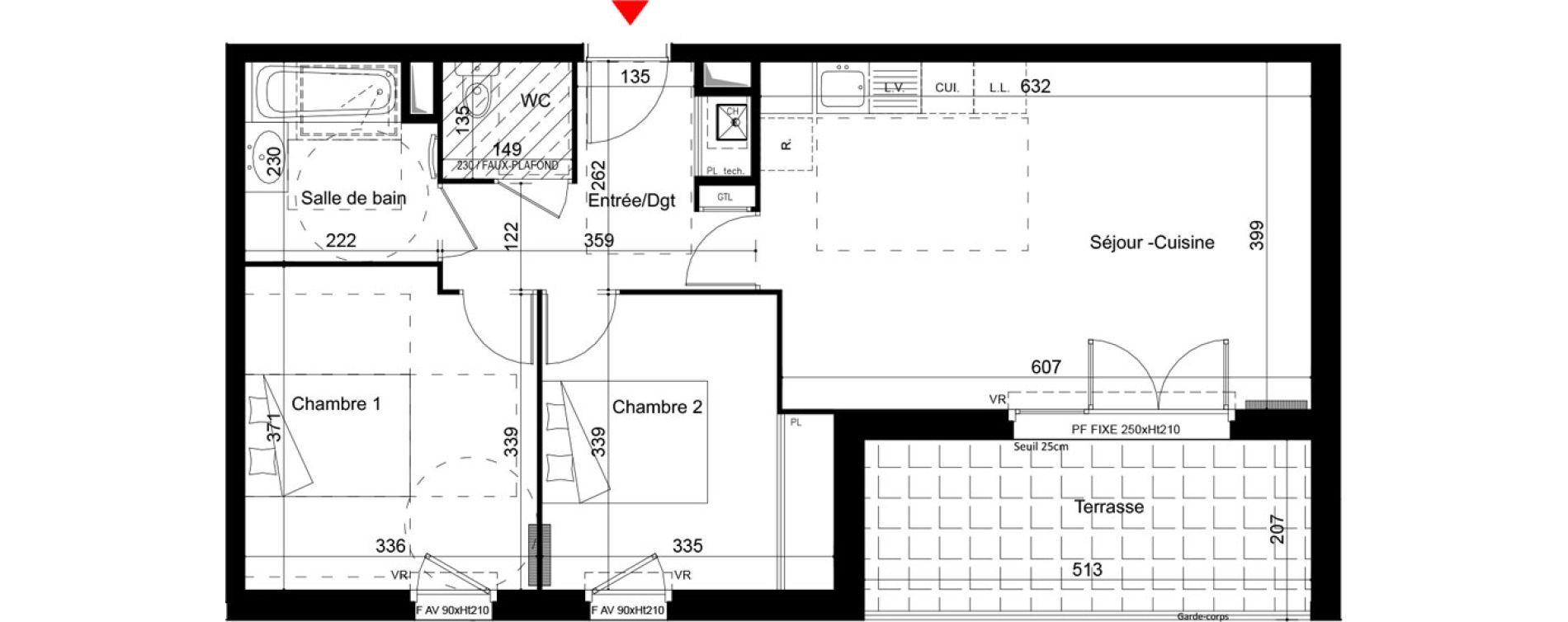 Appartement T3 de 60,80 m2 &agrave; Chassieu Centre