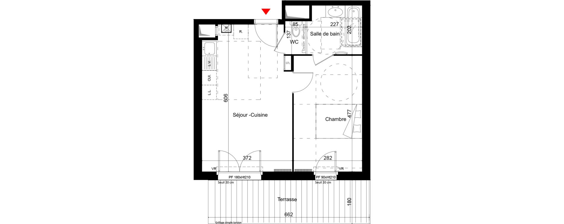 Appartement T2 de 40,10 m2 &agrave; Chassieu Centre
