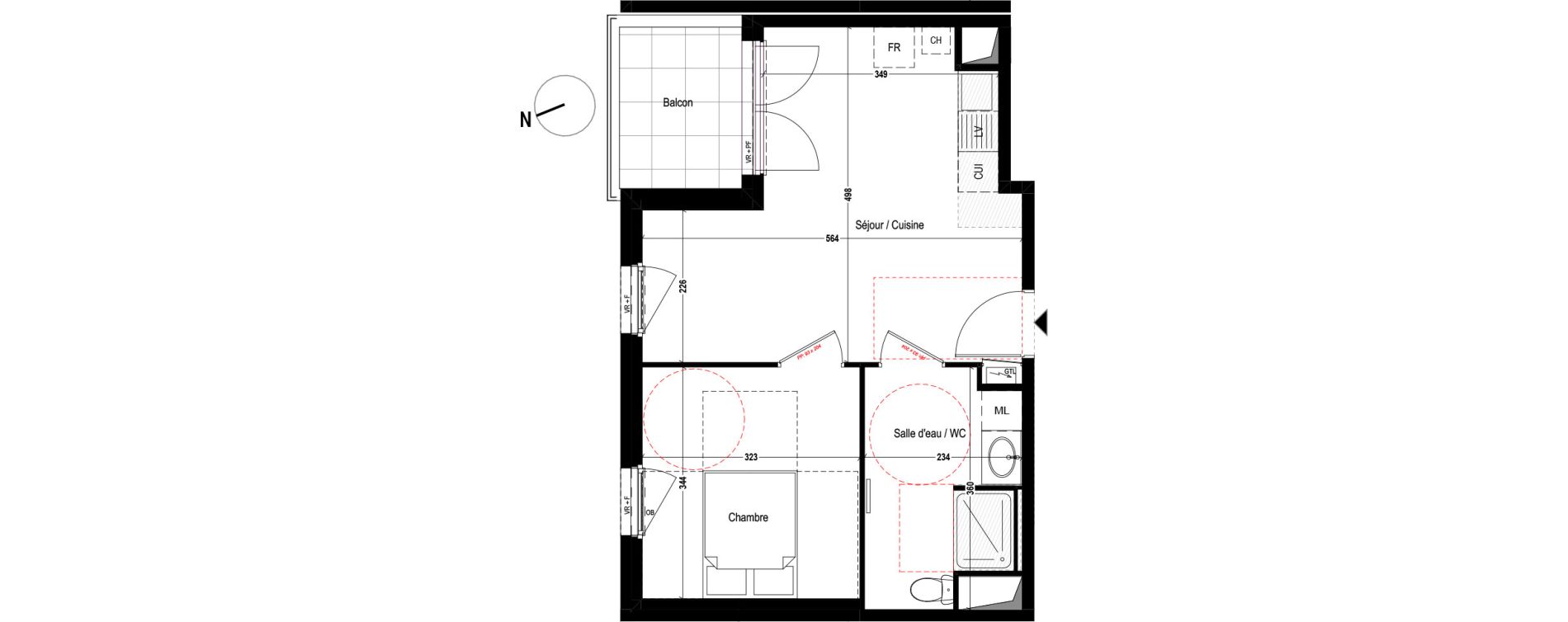 Appartement T2 de 40,47 m2 &agrave; Chassieu Centre