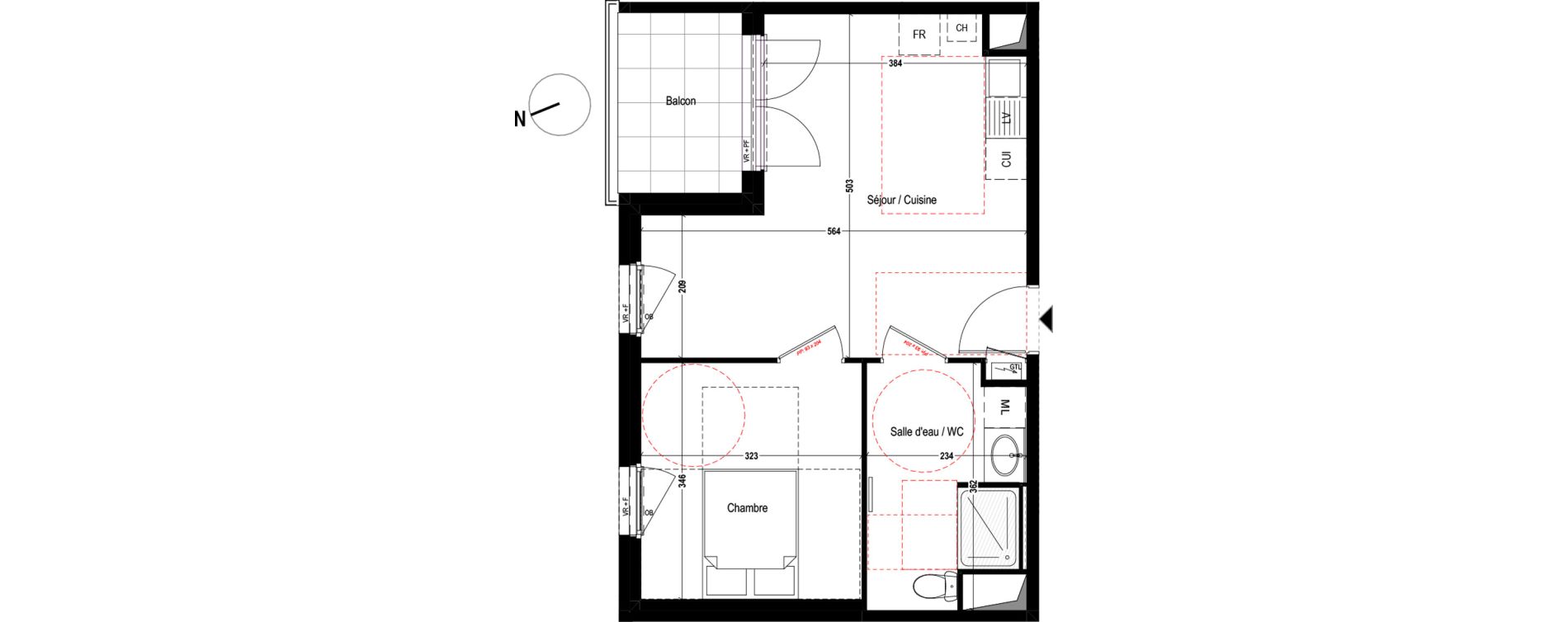 Appartement T2 de 41,34 m2 &agrave; Chassieu Centre