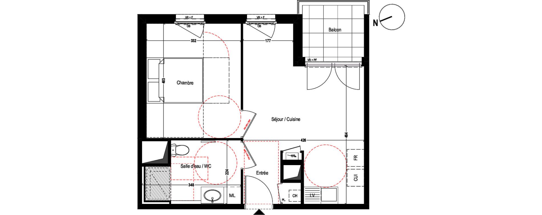 Appartement T2 de 42,25 m2 &agrave; Chassieu Centre
