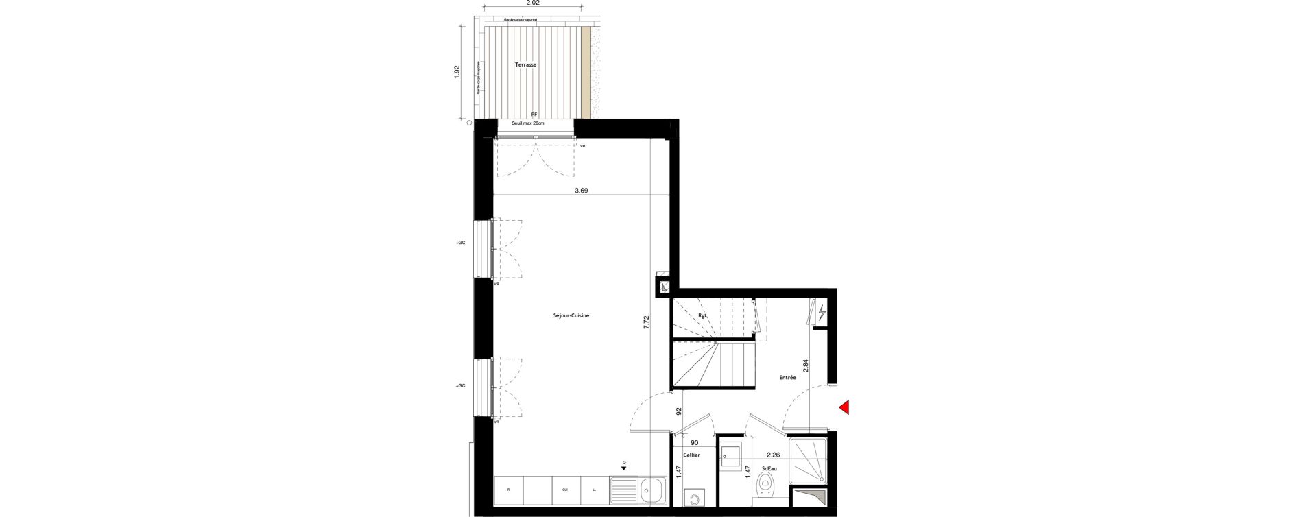 Duplex T4 de 92,38 m2 &agrave; Collonges-Au-Mont-D'Or Centre