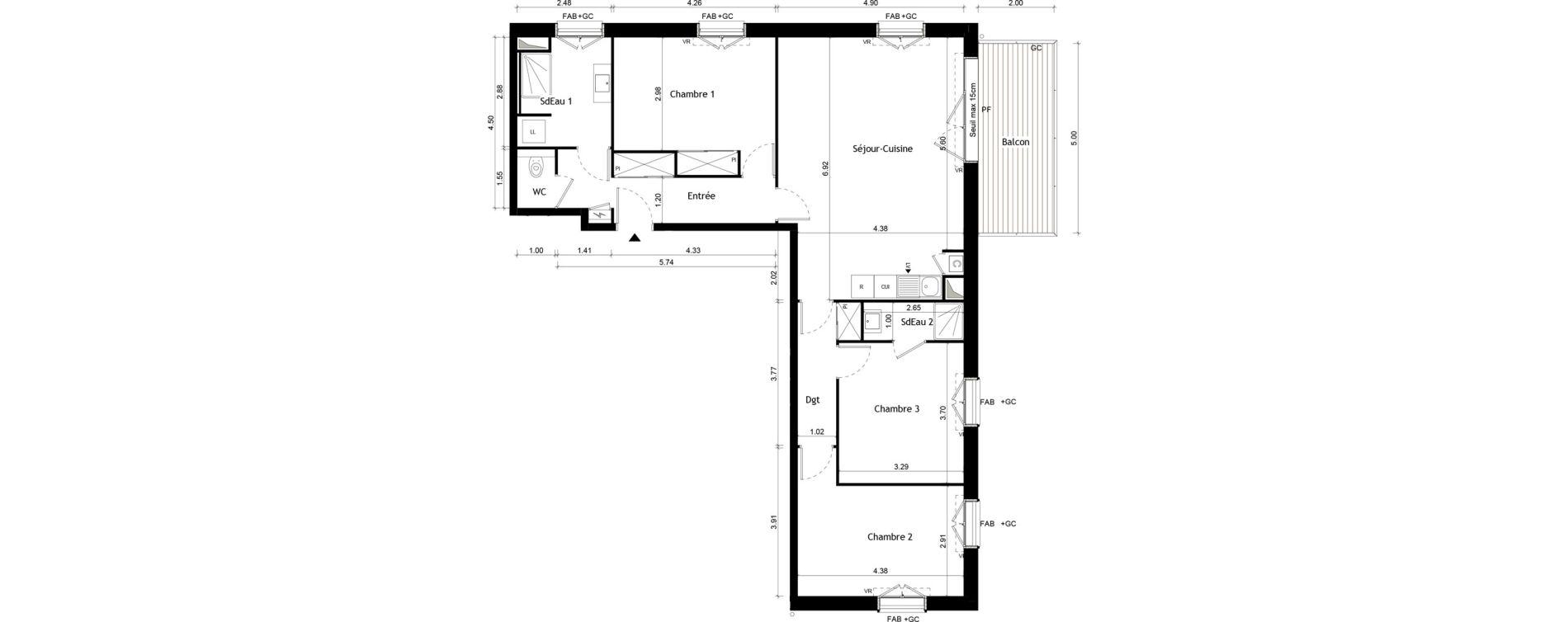 Appartement T4 de 97,15 m2 &agrave; Collonges-Au-Mont-D'Or Centre
