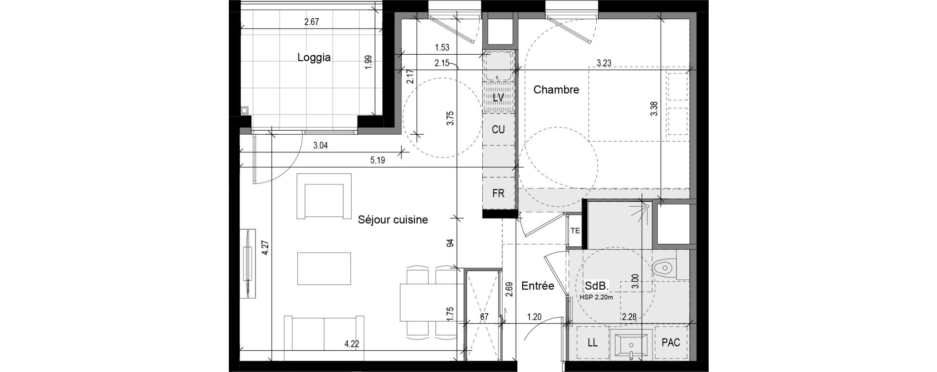 Appartement T2 de 45,90 m2 &agrave; Collonges-Au-Mont-D'Or Centre