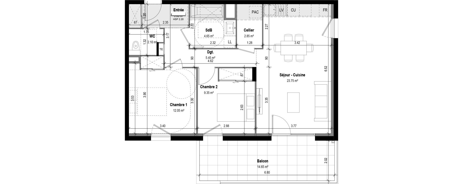 Appartement T3 de 63,80 m2 &agrave; Collonges-Au-Mont-D'Or Centre