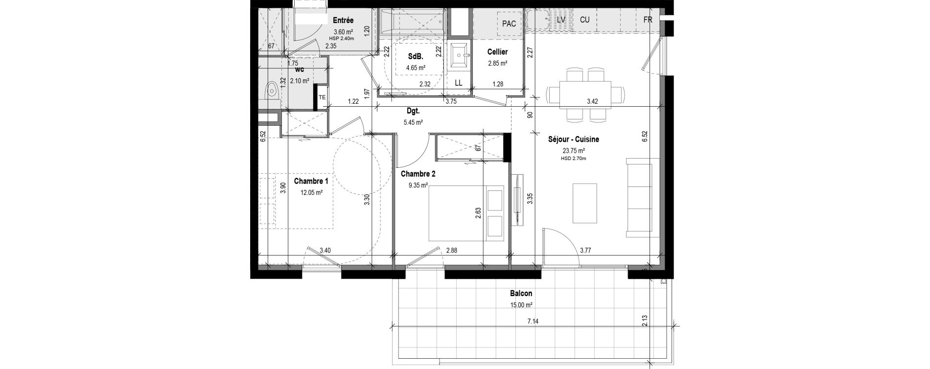 Appartement T3 de 63,80 m2 &agrave; Collonges-Au-Mont-D'Or Centre