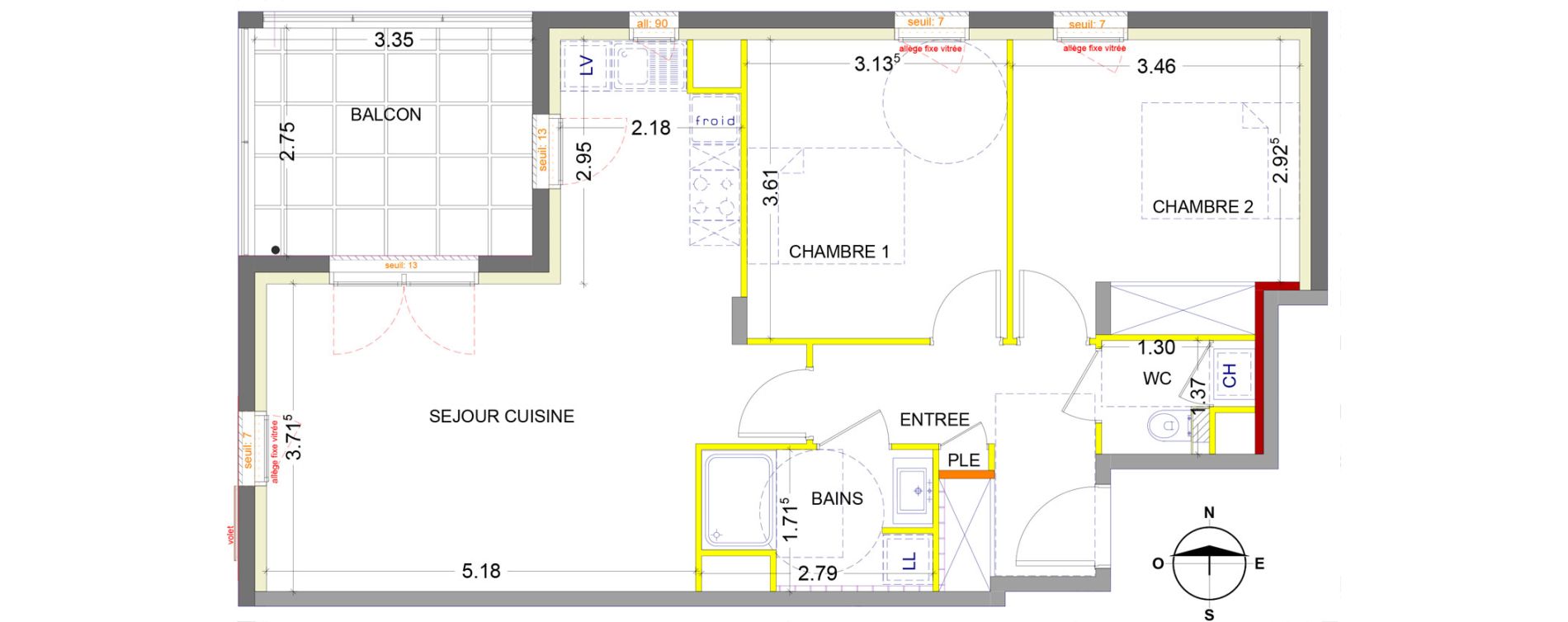 Appartement T3 de 63,98 m2 &agrave; Collonges-Au-Mont-D'Or Centre