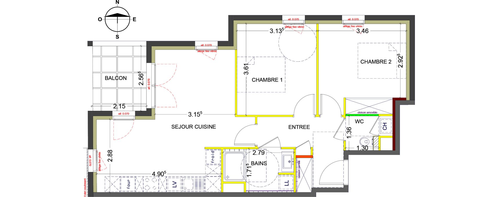 Appartement T3 de 61,15 m2 &agrave; Collonges-Au-Mont-D'Or Centre