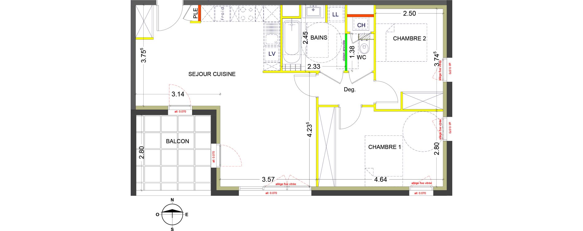 Appartement T3 de 64,53 m2 &agrave; Collonges-Au-Mont-D'Or Centre