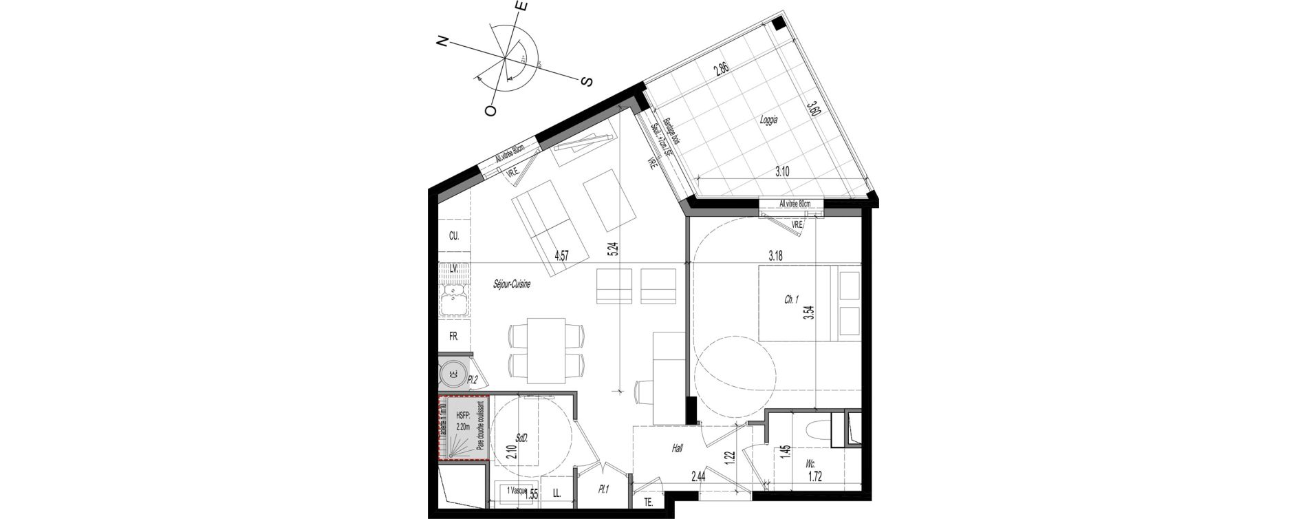 Appartement T2 de 43,35 m2 &agrave; Collonges-Au-Mont-D'Or Centre