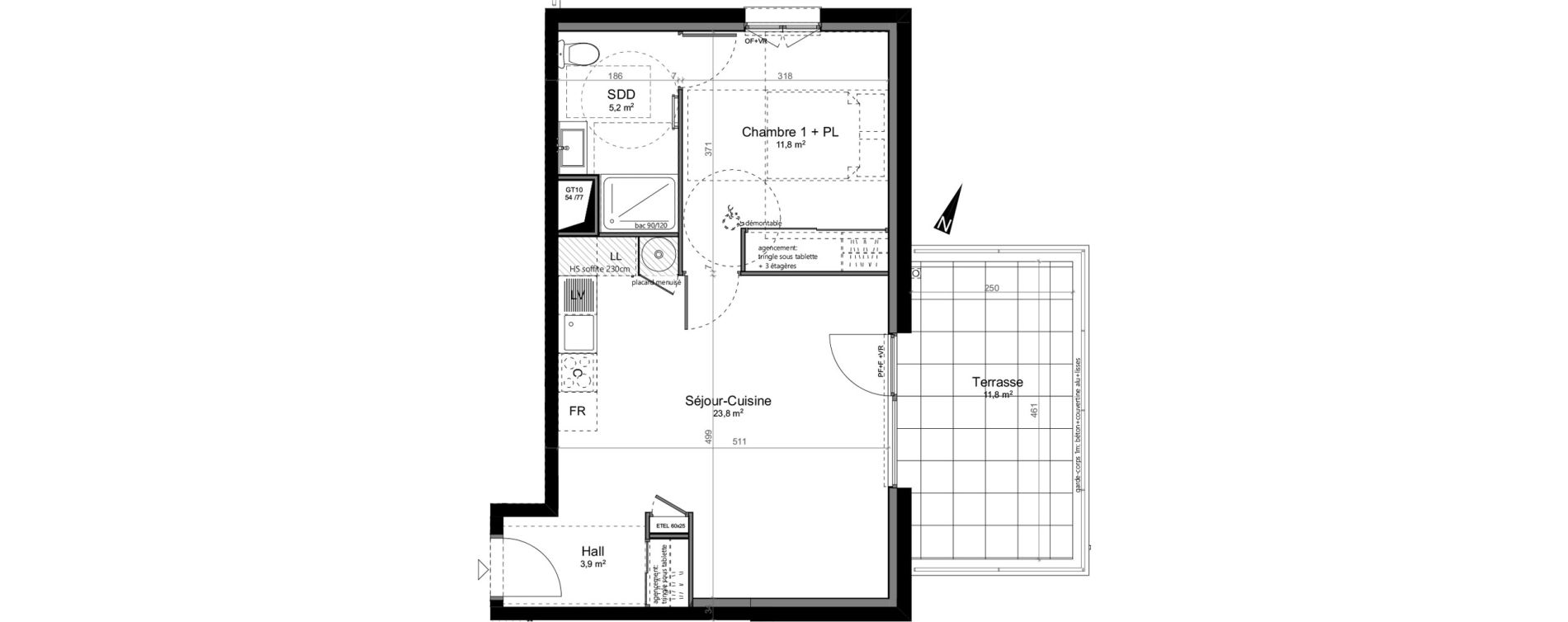 Appartement T2 de 44,70 m2 &agrave; Colombier-Saugnieu Centre