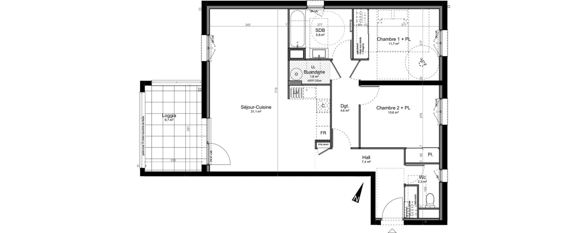 Appartement T3 de 77,10 m2 &agrave; Colombier-Saugnieu Centre
