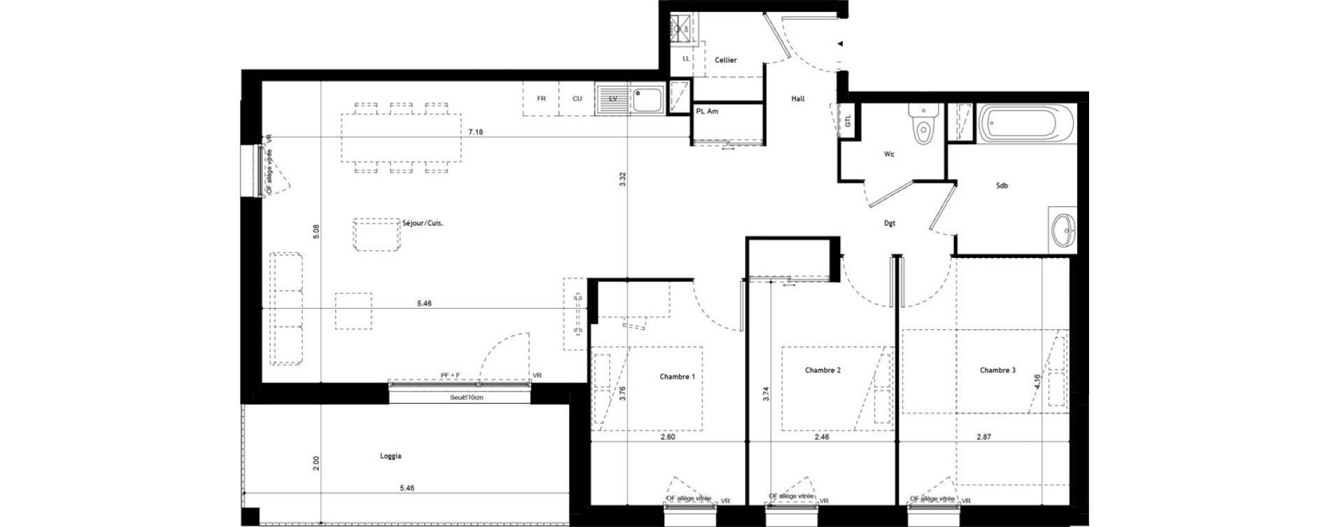 Appartement T4 de 85,24 m2 &agrave; Colombier-Saugnieu Centre