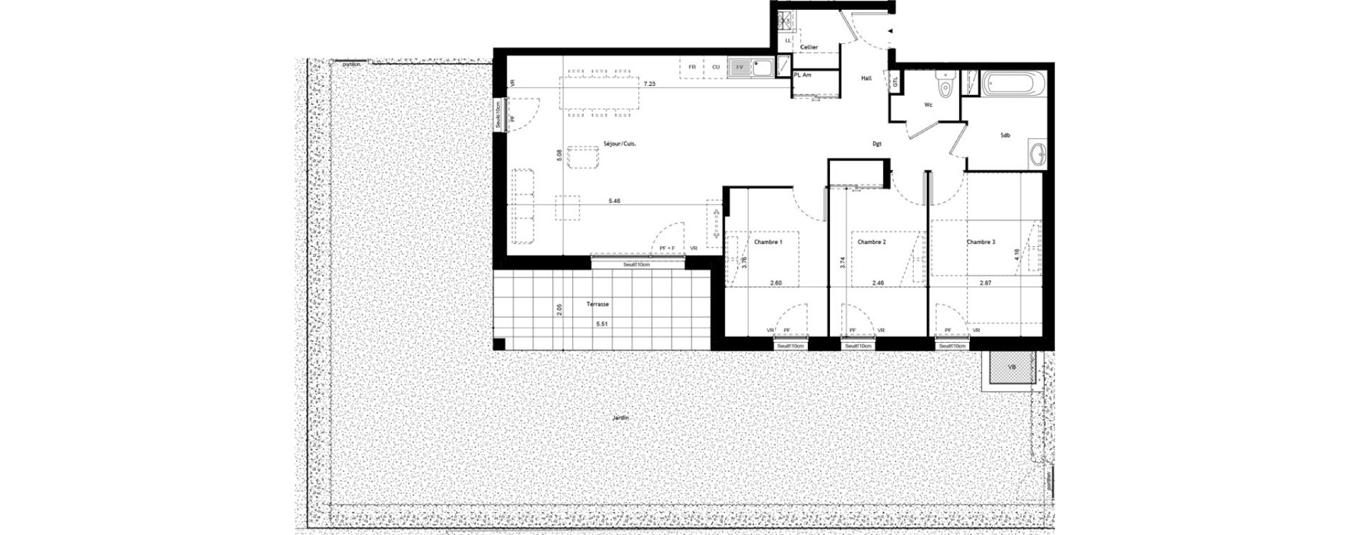Appartement T4 de 85,24 m2 &agrave; Colombier-Saugnieu Centre