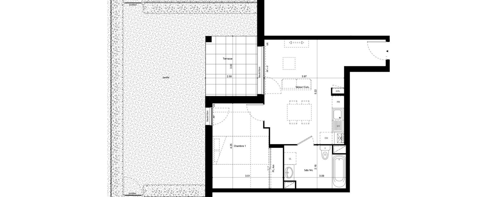Appartement T2 de 42,42 m2 &agrave; Colombier-Saugnieu Centre