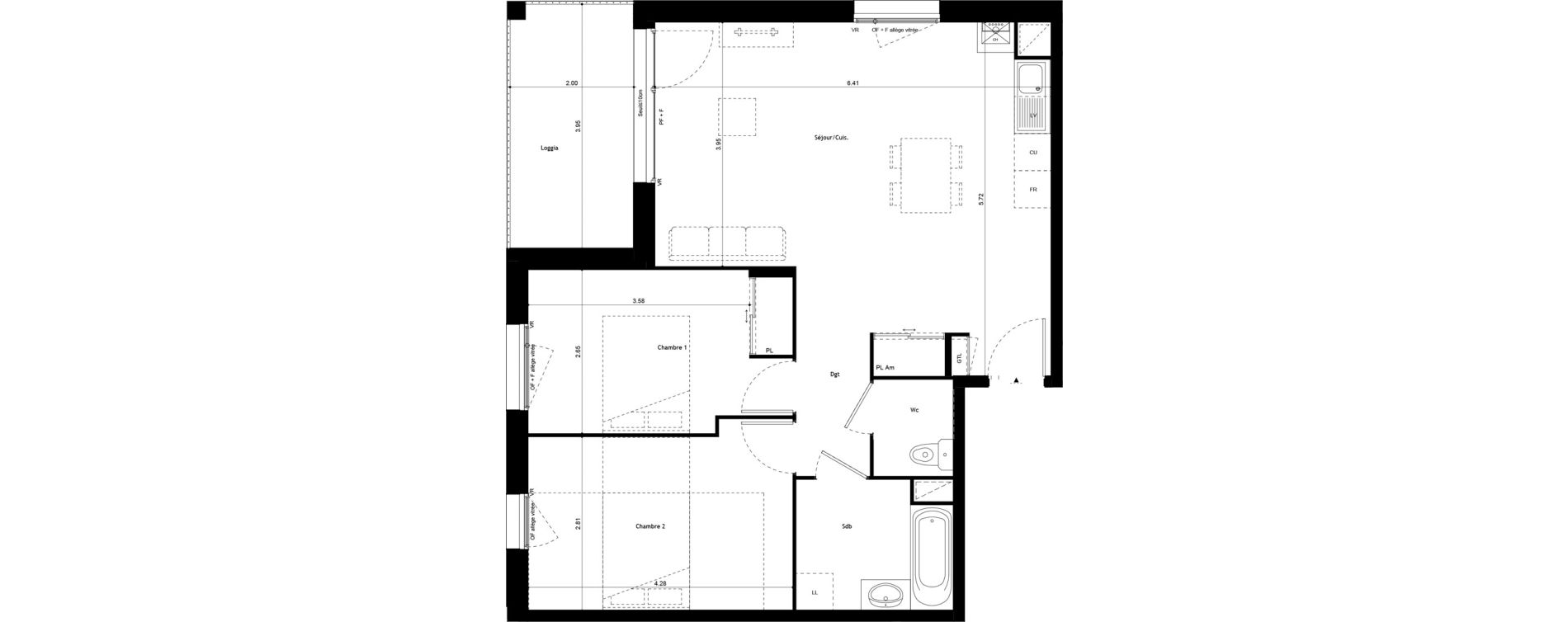 Appartement T3 de 64,57 m2 &agrave; Colombier-Saugnieu Centre