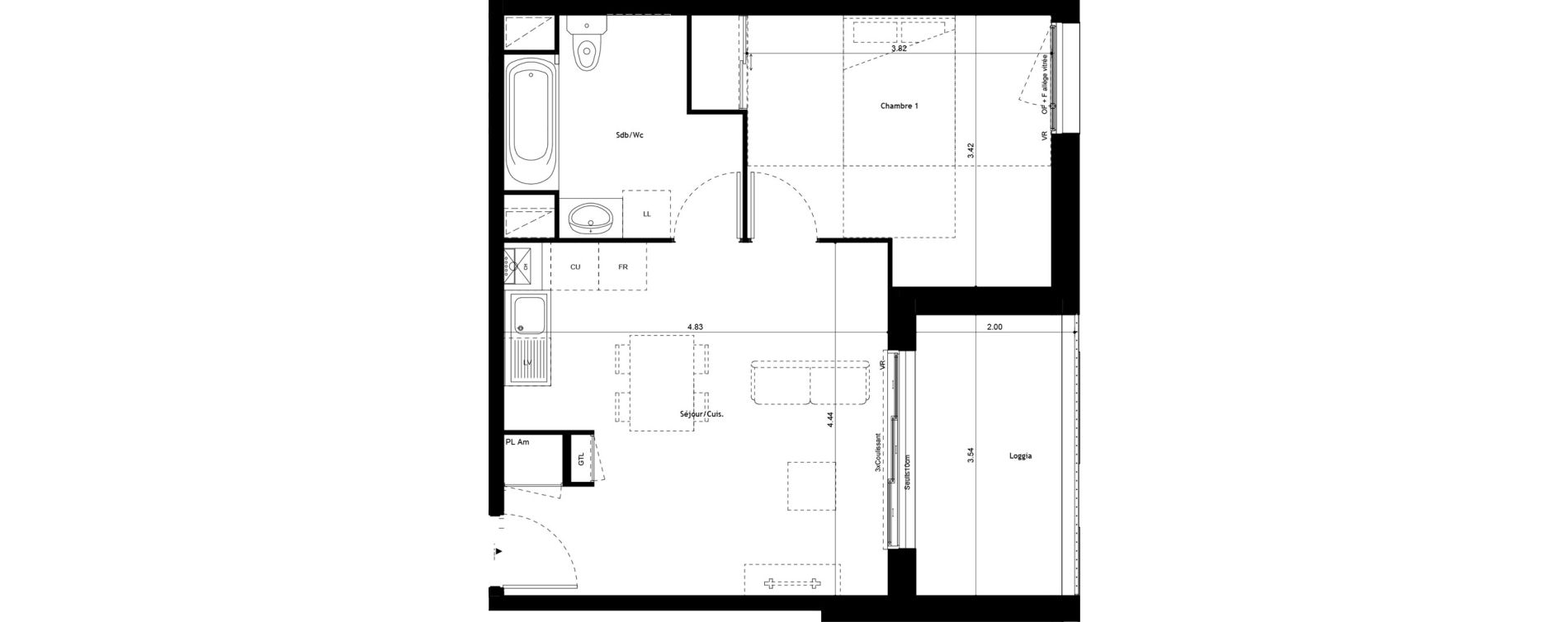 Appartement T2 de 40,91 m2 &agrave; Colombier-Saugnieu Centre