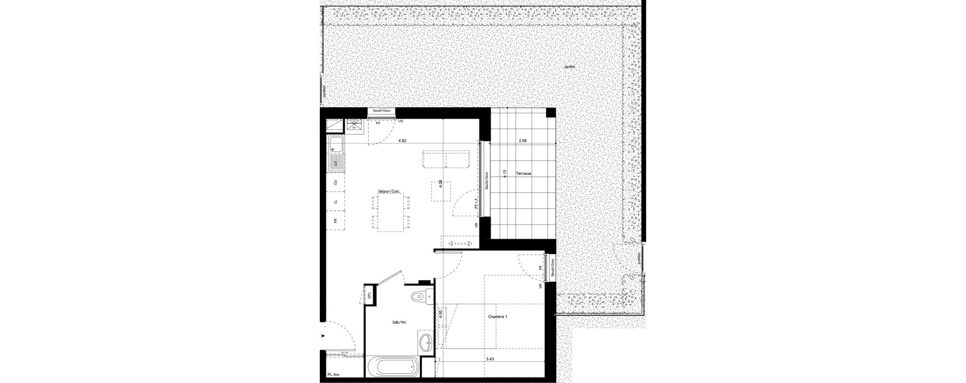 Appartement T2 de 46,51 m2 &agrave; Colombier-Saugnieu Centre
