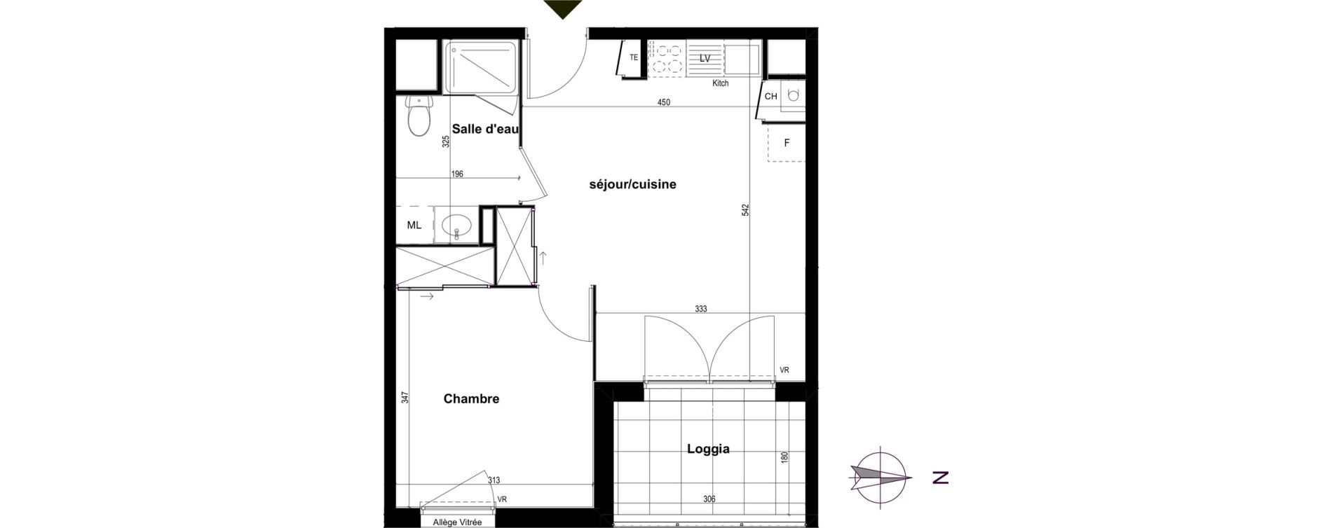 Appartement T2 de 39,52 m2 &agrave; Corbas Balmes - bourlione