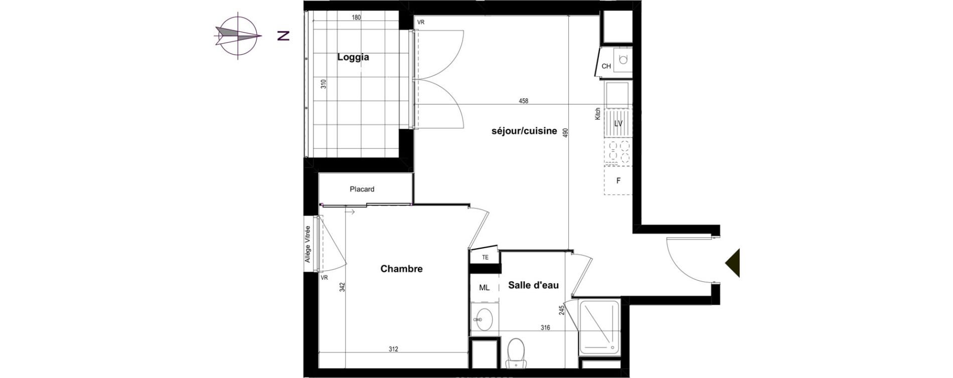 Appartement T2 de 41,96 m2 &agrave; Corbas Balmes - bourlione