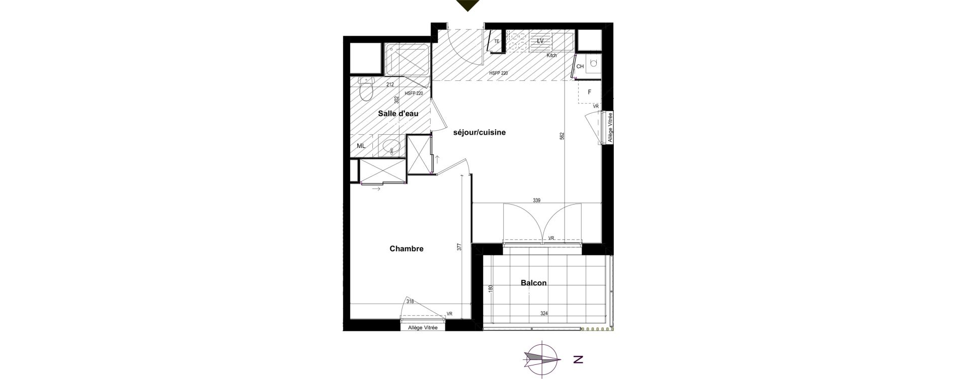 Appartement T2 de 40,56 m2 &agrave; Corbas Balmes - bourlione