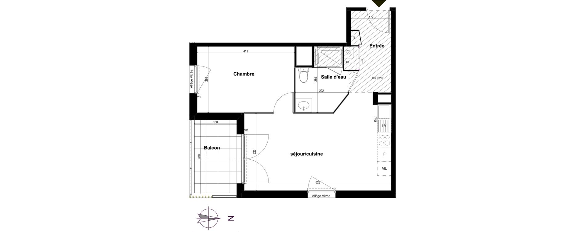 Appartement T2 de 44,33 m2 &agrave; Corbas Balmes - bourlione