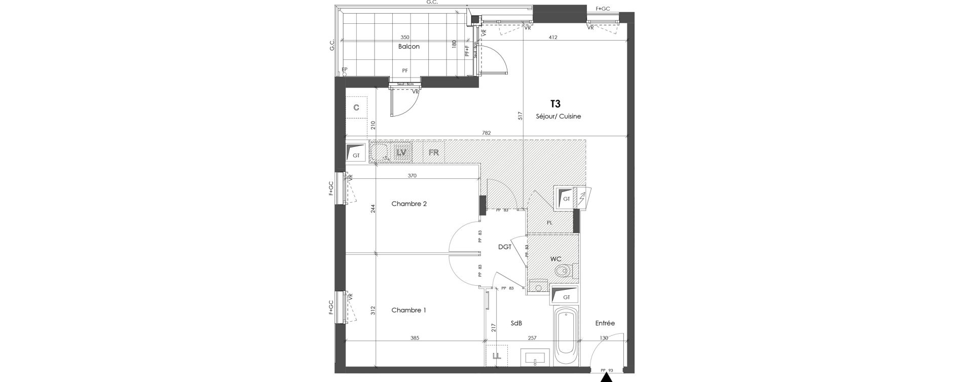 Appartement T3 de 65,19 m2 &agrave; Corbas Balmes - bourlione