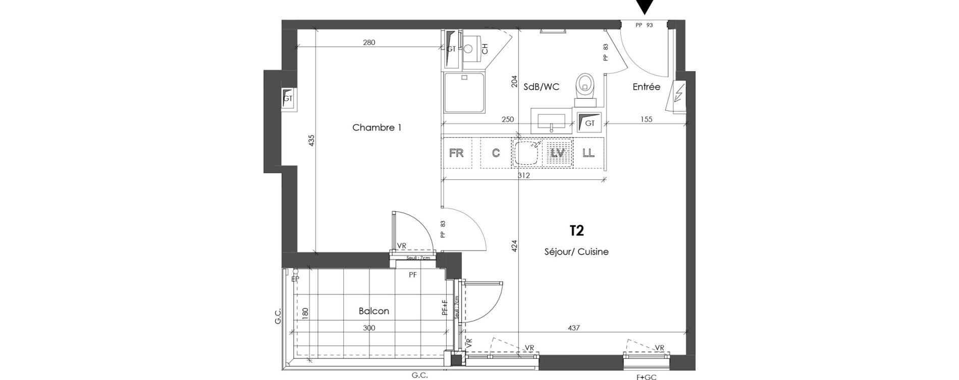 Appartement T2 de 40,02 m2 &agrave; Corbas Balmes - bourlione