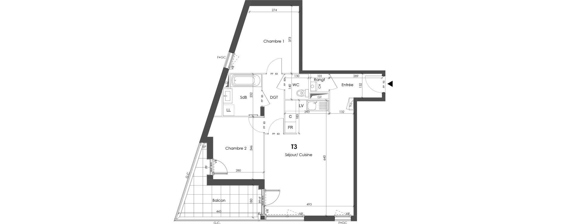 Appartement T3 de 66,65 m2 &agrave; Corbas Balmes - bourlione