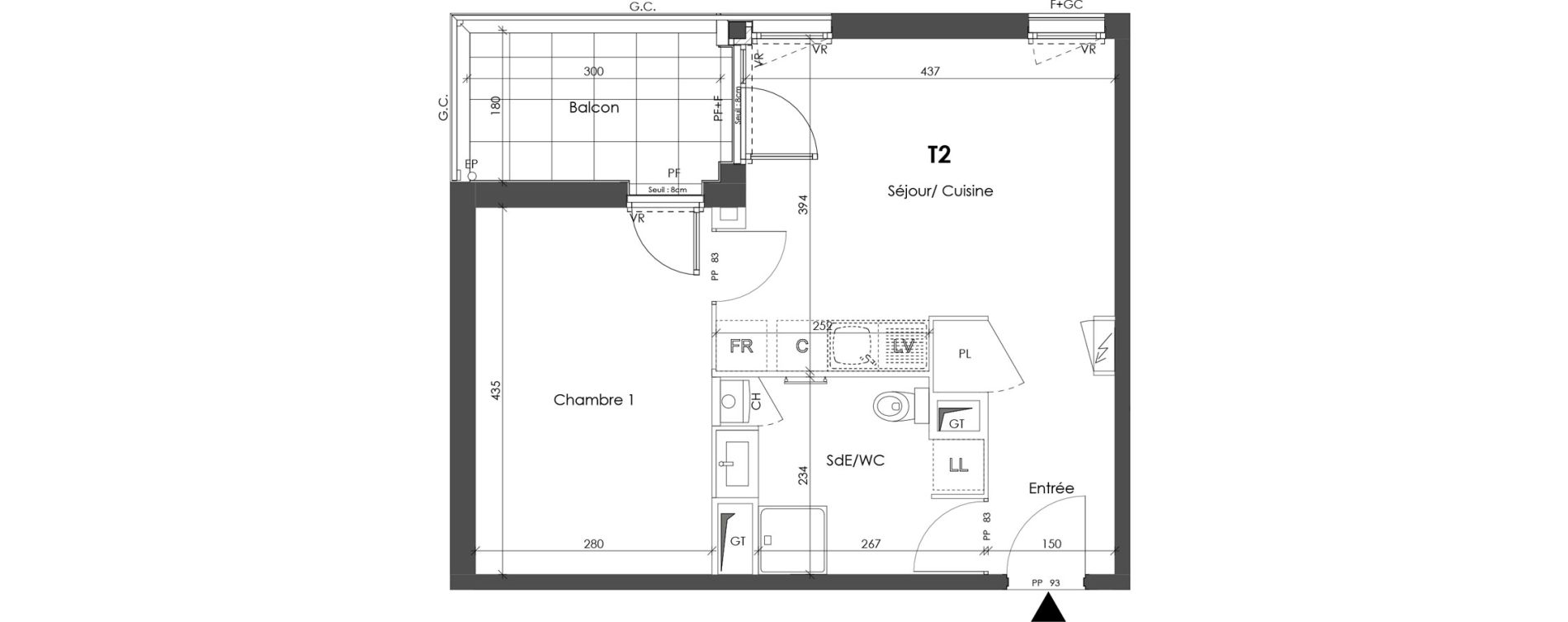 Appartement T2 de 39,93 m2 &agrave; Corbas Balmes - bourlione