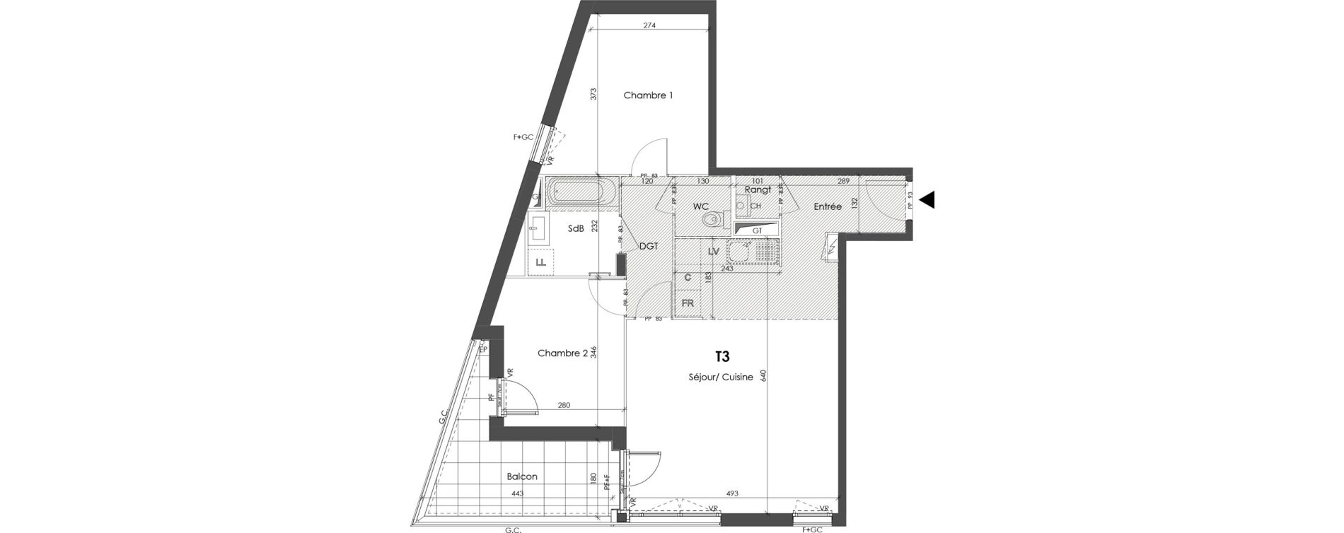 Appartement T3 de 66,65 m2 &agrave; Corbas Balmes - bourlione