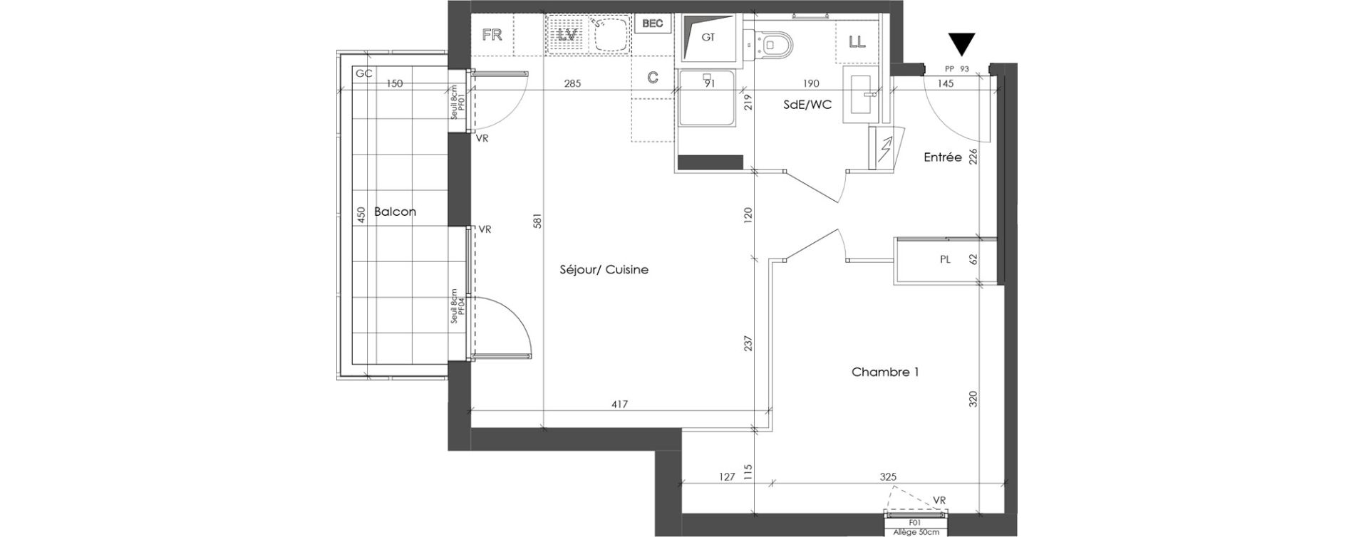 Appartement T2 de 45,09 m2 &agrave; Corbas Balmes - bourlione