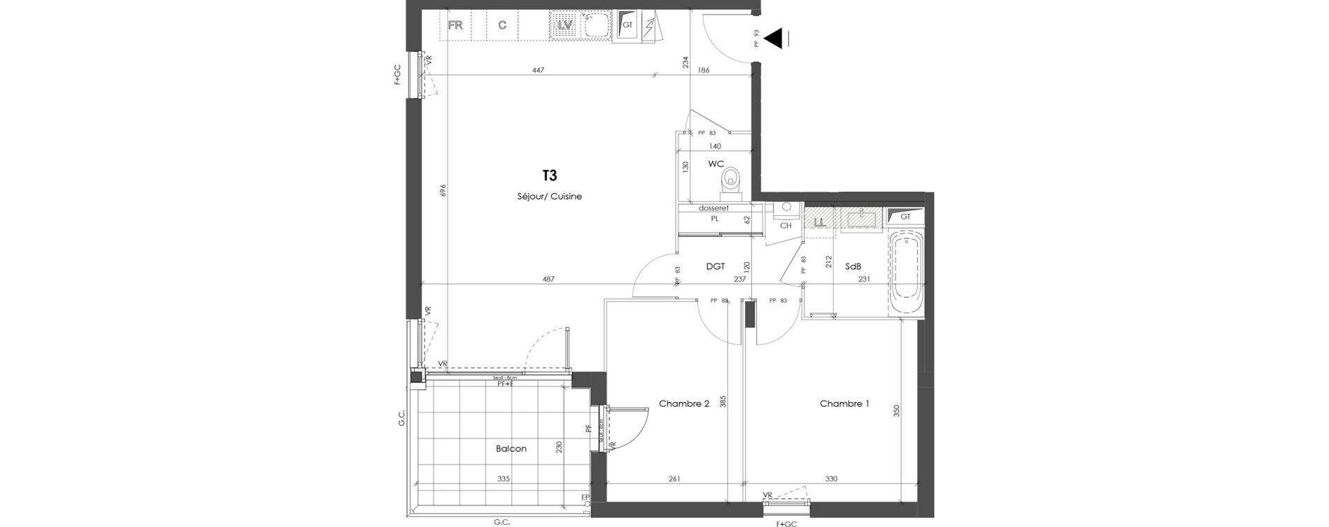 Appartement T3 de 67,44 m2 &agrave; Corbas Balmes - bourlione