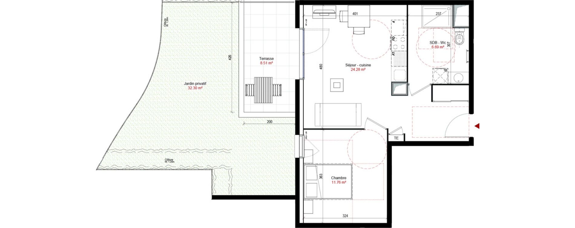 Appartement T2 de 42,73 m2 &agrave; Corbas Balmes - bourlione