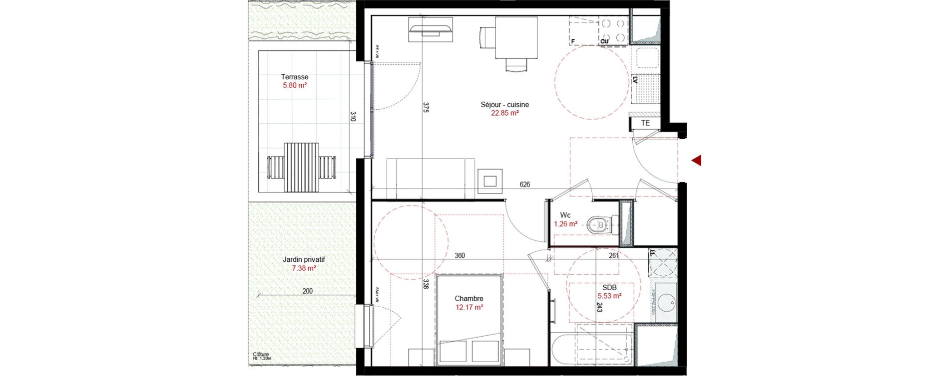 Appartement T2 de 41,81 m2 &agrave; Corbas Balmes - bourlione