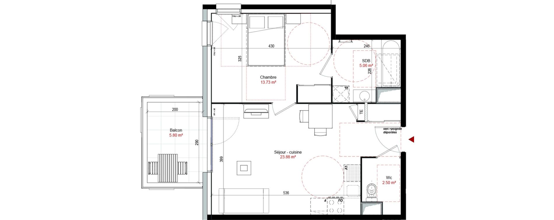 Appartement T2 de 45,18 m2 &agrave; Corbas Balmes - bourlione