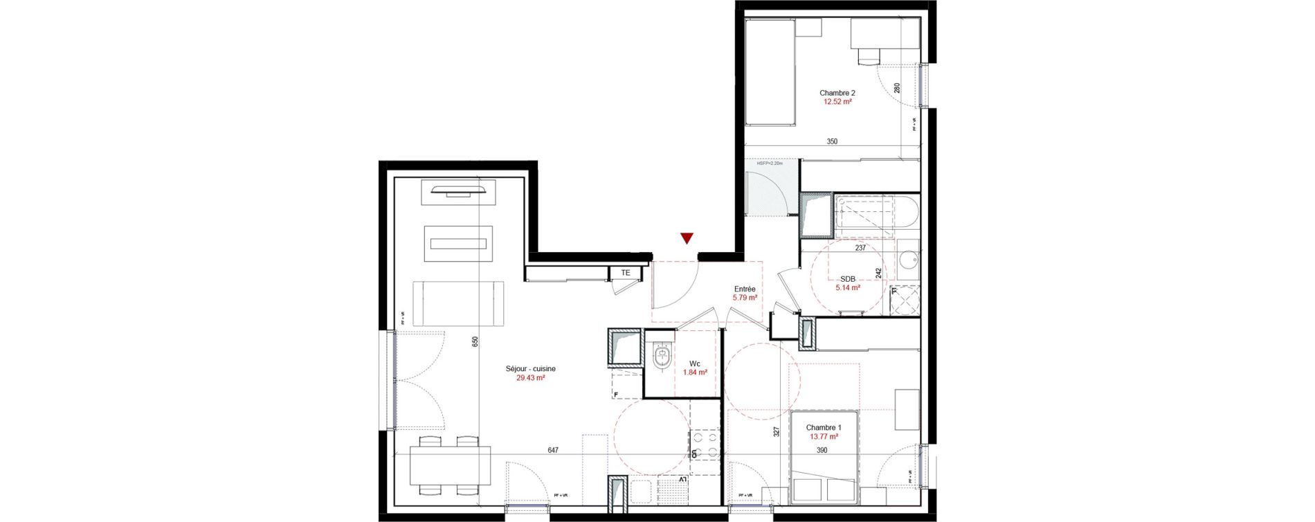 Appartement T3 de 68,49 m2 &agrave; Corbas Balmes - bourlione