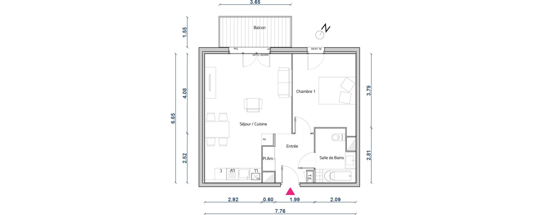 Appartement T2 de 49,40 m2 &agrave; Corbas Centre