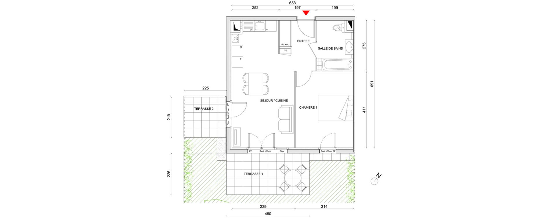 Appartement T2 de 43,88 m2 &agrave; Corbas Centre