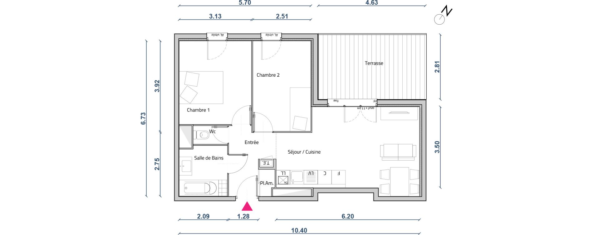 Appartement T3 de 52,67 m2 &agrave; Corbas Centre